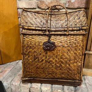 Vintage Woven Basket with Handle